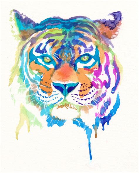 Colorful Tiger Art Print Ts Rainbow Cute Animals