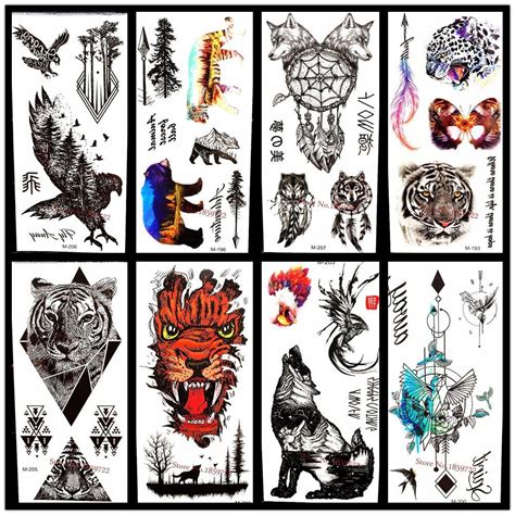 25 Style Choose 3d Large Black Eagle Tattoo Stickers For Men White Hawk Removable Waterproof