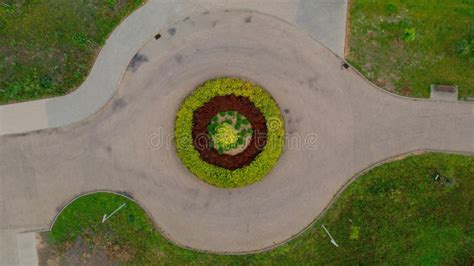 Ssmall Road Roundabout View From Above Stock Photo Image Of Drone