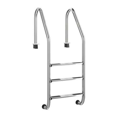 Gymax 3 Step Stainless Steel Swimming Pool Ladder Handrail For In
