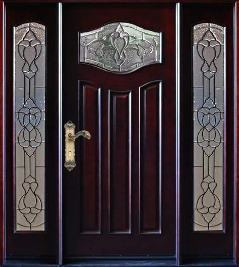 Paris Exterior Front Entry Wood Door With Sidelight 12x12x36x80 Doors