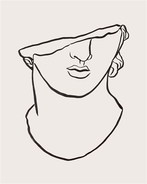 Line Art Apollo Head Greek Statue Head Drawing Greek