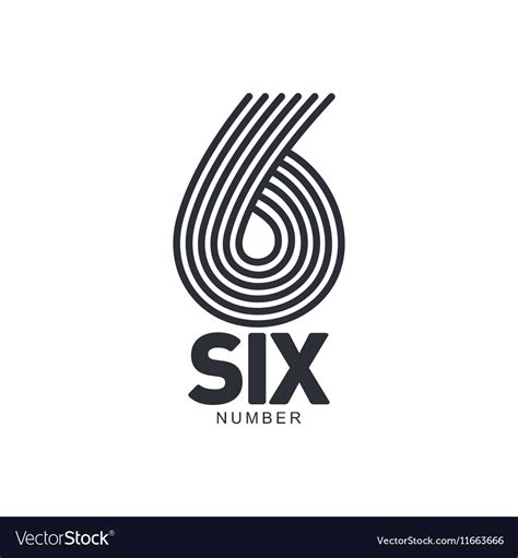 Black And White Number Six Logo Formed Royalty Free Vector
