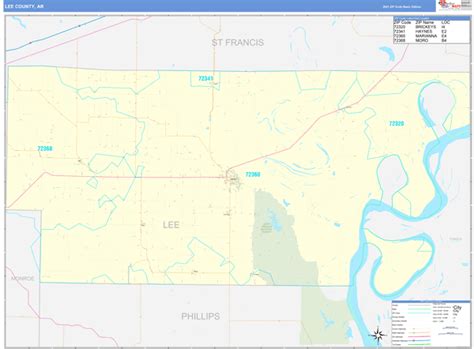 Lee County Ar Zip Code Wall Map Basic Style By Marketmaps