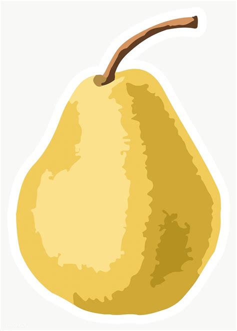 Vectorized Pear Sticker Overlay With White Border Design Element Free