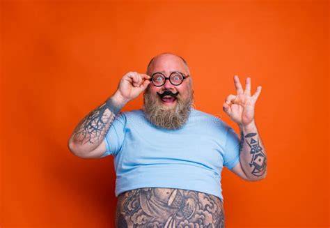 Happy Fat Man Acts Like A Nerd Person Stock Image Image Of Math Happiness 273993565