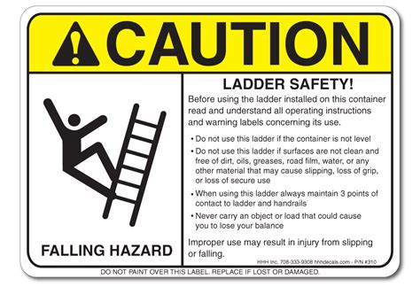 Ladder Safety Requirements Sticker Hhh Incorporated Waste Decals