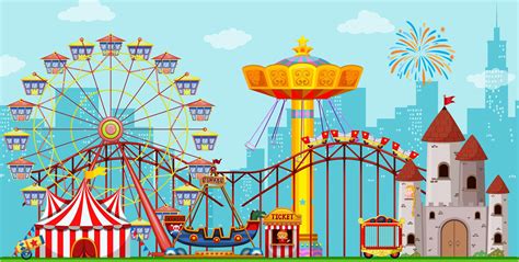 Fun Amusement Park Background 300846 Vector Art At Vecteezy
