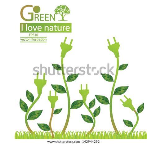 Plug Green Concepts Save Energy Tree Stock Vector Royalty Free 142944292