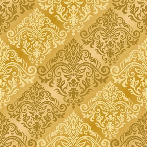 An Ornate Gold Background With Swirls And Leaves In The Style Of Damaska