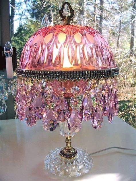 Pink Crystal Lamp Vintage Lamps Beautiful Lamp Victorian Lamps