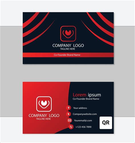 Red And Black Geometric Business Card Design Template 2065221 Vector