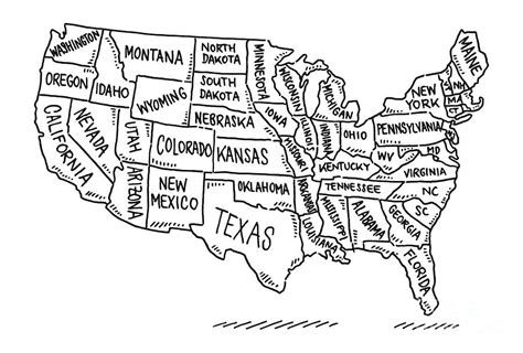 Usa States Map Drawing Drawing By Frank Ramspott Fine Art America
