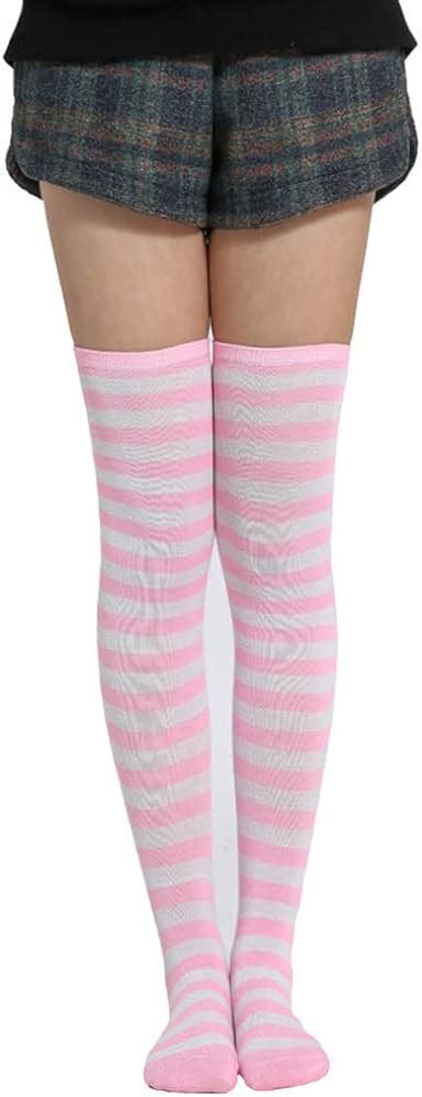 Amazon Com COSPROFE Japanese Women S Over Knee Striped Socks Thigh