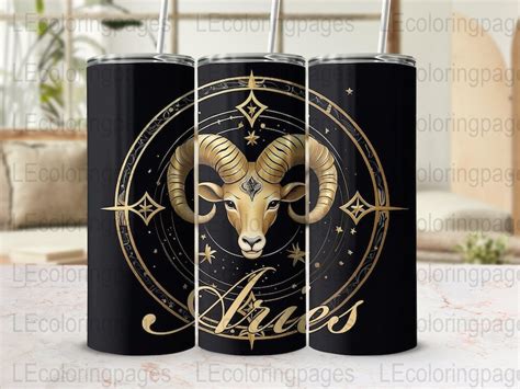 Aries Zodiac Sign 20 Oz Skinny Tumbler Wrap Astrology Tumbler Design