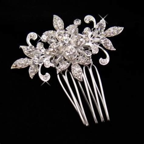 Elegant Crystal Floral Hair Comb Emerald Diamond Emeralddiamond