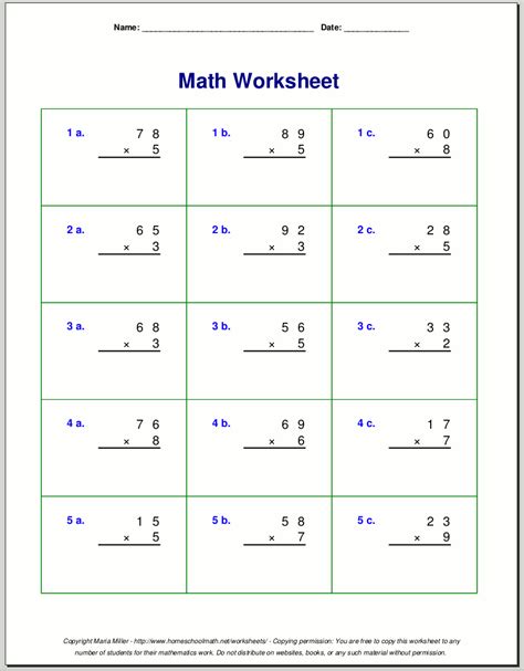 4th Grade Two Digit Multiplication Worksheets Free Printable
