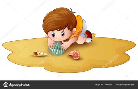 Quien dijo que amar seria fácil?. Dibujos: niños jugando en la arena animados | Dibujos animados niño con conchas en una arena ...