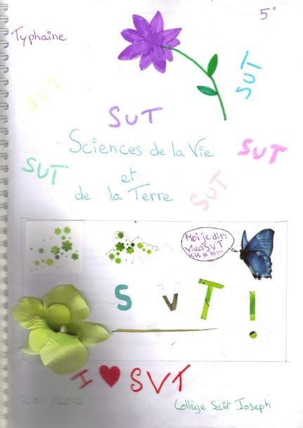 Illustrations du cahier par les 5èmes Vive les SVT Les sciences de