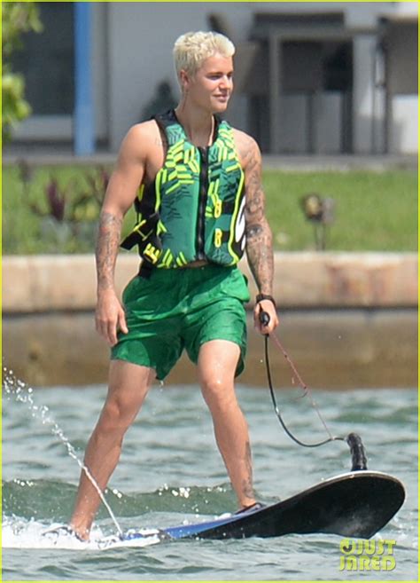 Justin Biebers White Underwear Turns See Through While Wakeboarding In