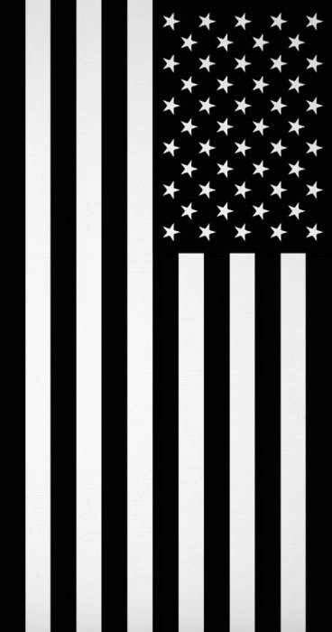 An American Flag Is Shown In Black And White With Stars On The Bottom