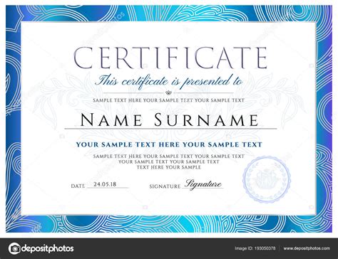 Certificate Diploma Completion Design Template White Background Frame
