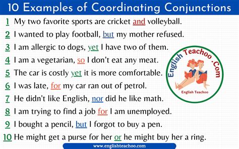 Examples Of Coordinating Conjunctions Englishteachoo Hot Sex Picture
