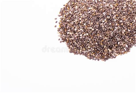 Chia Seeds Isolated On White Background A Component Of A Healthy Diet