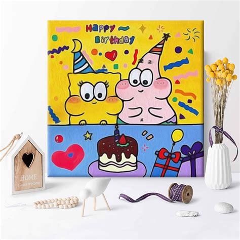 Diy Diy Digital Oil Painting Spongebob Squarepants Pie Star Cartoon