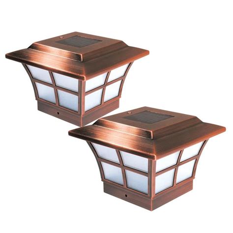 classy caps 4 in x 4 in copper plated outdoor prestige solar post cap 2 pack electroplated