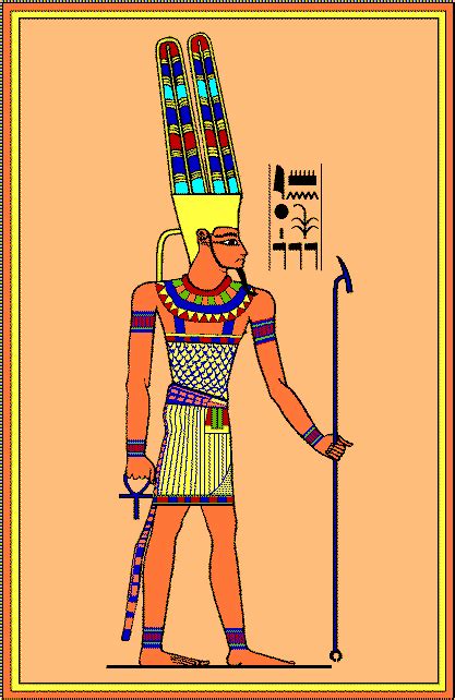 La rappresentazione del ra è un uomo con una testa di falco, coronato dal disco solare. Amon-Ra