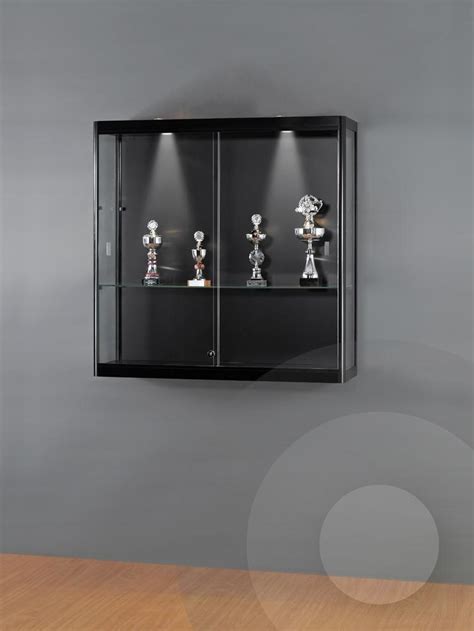 Black Wall Mounted Display Cabinet Glass Showcases
