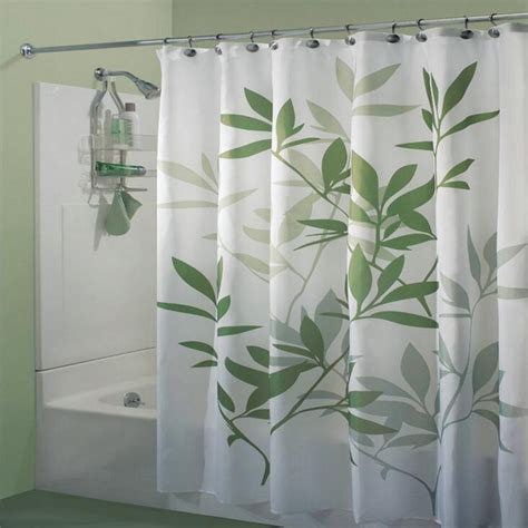 Modern Polyester Fabric Shower Curtain With Hooks Leaves Printed