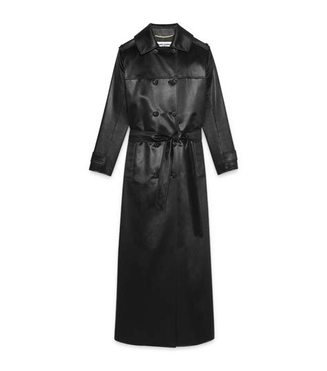 Saint Laurent Faux Leather Double Breasted Trench Coat Harrods At