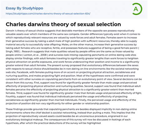 Charles Darwins Theory Of Sexual Selection Essay Example
