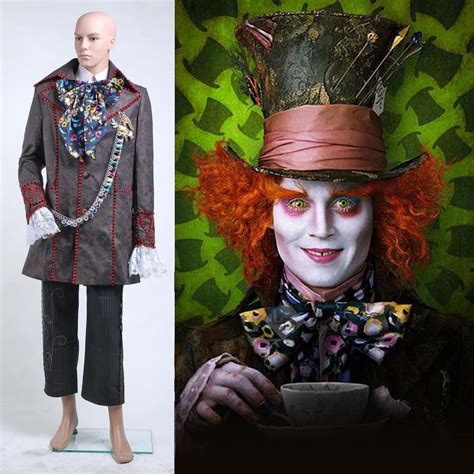 Alice In Wonderland Johnny Depp Mad Hatter Jacket Pants Tie 6 Pcs Costume
