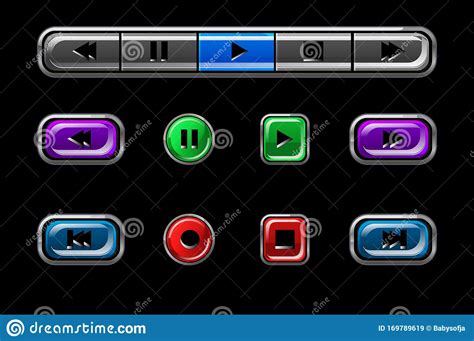 Set Of Glossy Buttons For Media Player Stock Vector Illustration Of