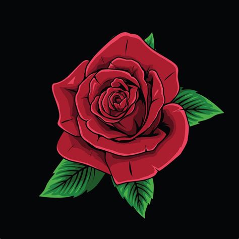 Red Rose Illustration On A Black Background Vector Art At Vecteezy