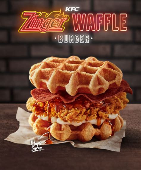 Crispy, spiced coating and succulent chicken, you'll love it! KFC Zinger Waffle Burger - Hans