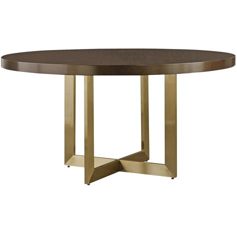 Gibson Modern Brushed Gold Round Wood Dining Table 54 Zin Home