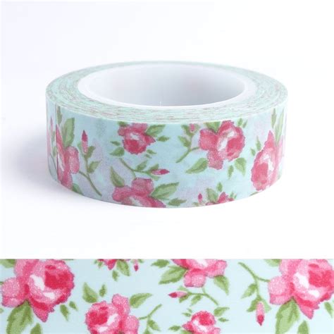 masking tape fleuri avec rose sur fond turquoise ruban adhésif washi adhésif décoratif trucs
