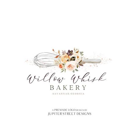 Bakery Logo Design Whisk Logo Cake Logo Baking Logo Flower Etsy Cake