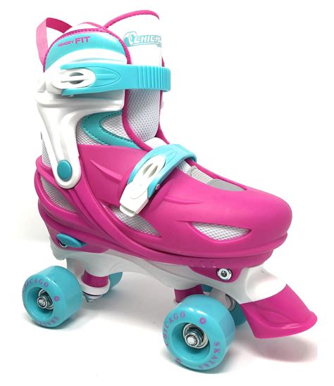 Chicago Skates Adjustable Girls Quad Roller Skate Pinkwhite Size