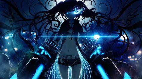 Black Rock Shooter Anime Anime Girls Blue Eyes Glowing Eyes Long