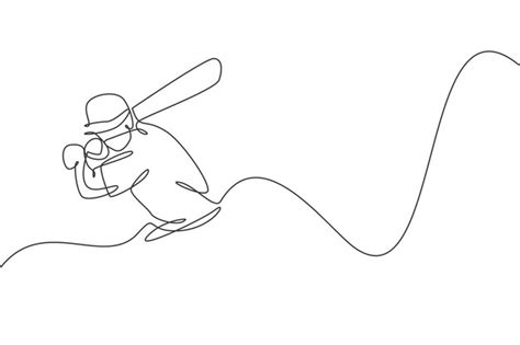 Premium Vector One Single Line Drawing Of Energetic Man Cricket
