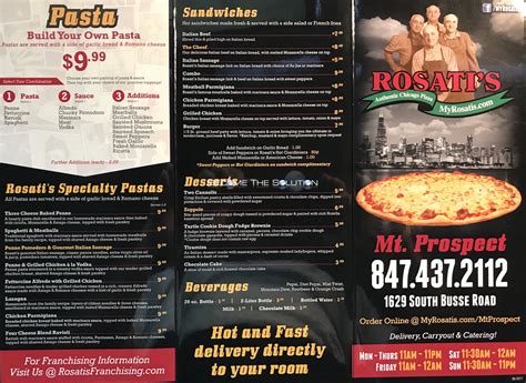 Rosatis Pizza Menu Scanned Menu With Prices
