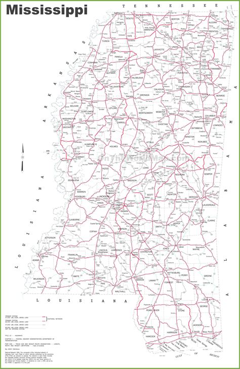 Mississippi Road Map Printable Printable Map Of The United States