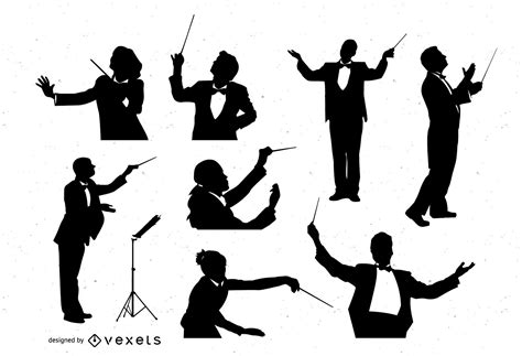 Orchestra Conductor Silhouette Set Vector Download
