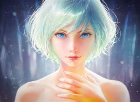 Blue Eyes Close Cropped Forest Green Hair Nababa Original Realistic