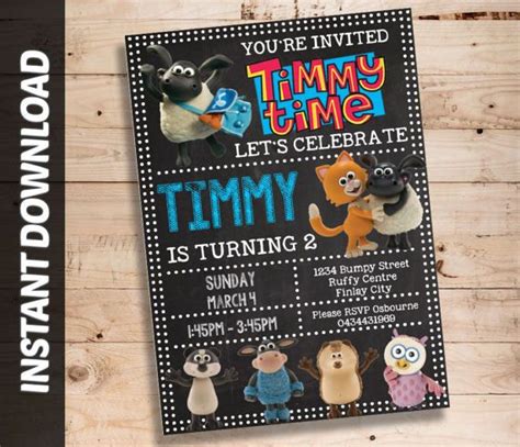 Timmy Time Invitation Editable Invite Timmy Time By Shorttdesigns